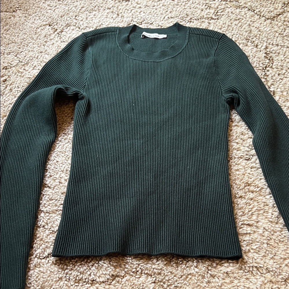 Abercrombie & Fitch Forest Green Ribbed Crew Neck Sweater